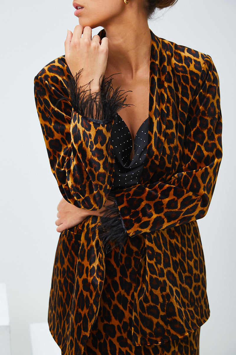 BLAZER LÉOPARD À PLUMES