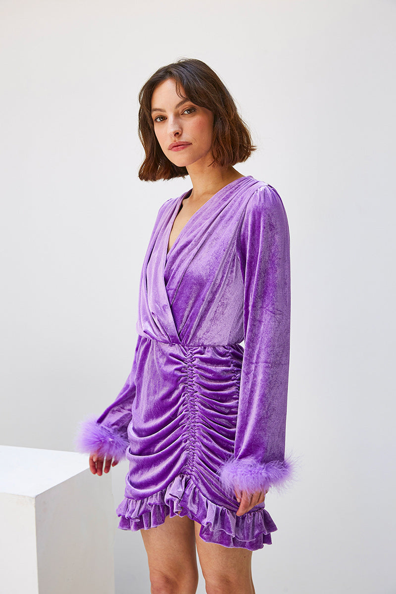 VELVET WRAP DRESS