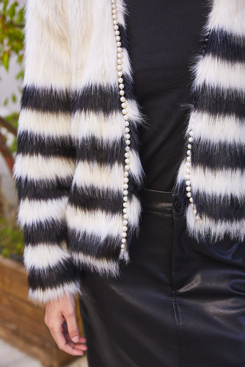 MANTEAU FOURRURE À RAYURES