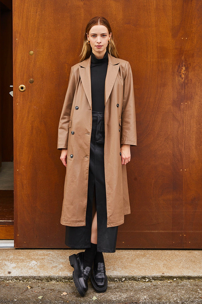 Faux leather trench