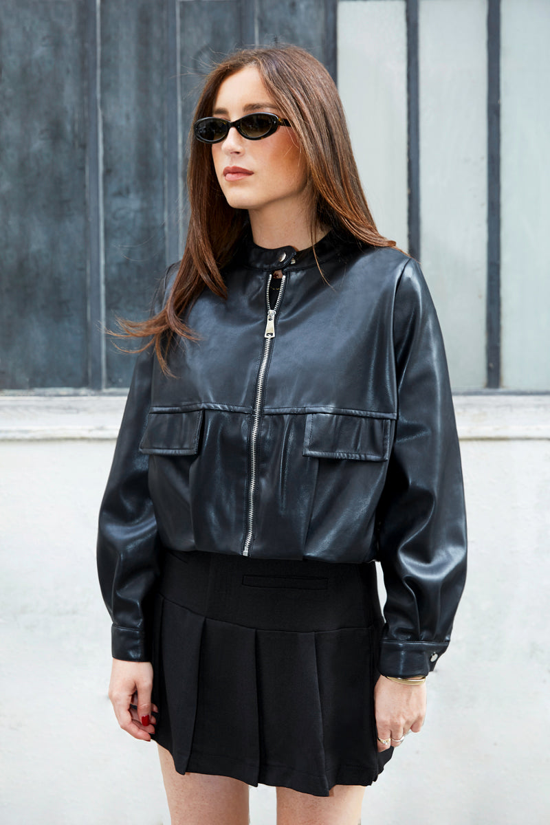VESTE BOMBER EN SIMILI CUIR