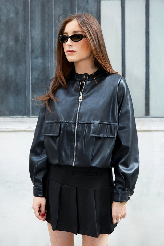 VESTE BOMBER EN SIMILI CUIR
