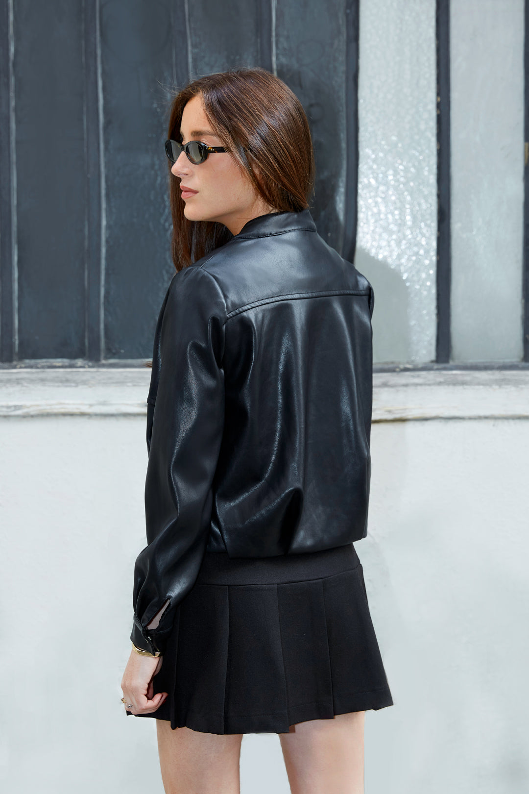 VESTE BOMBER EN SIMILI CUIR