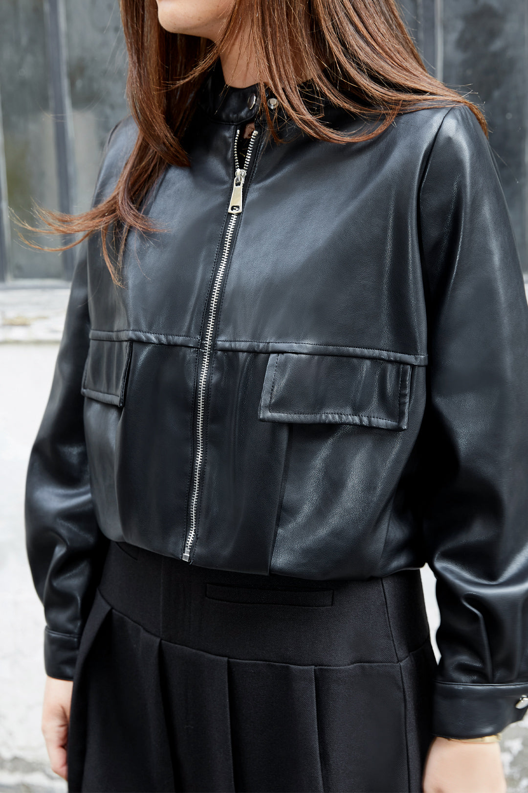 VESTE BOMBER EN SIMILI CUIR