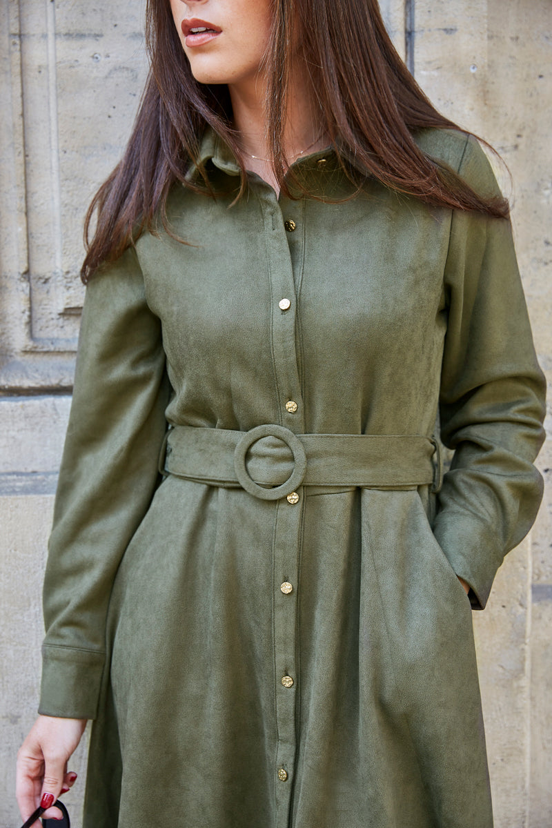 ROBE CHEMISE EN SUÉDINE