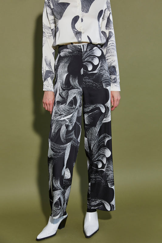 PANTALON FLEURI NOIR