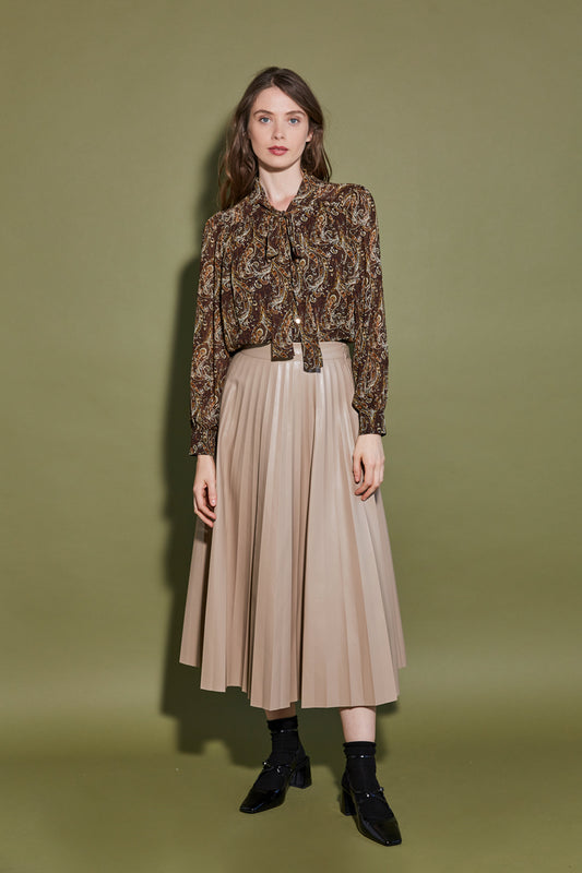 JUPE PLISSÉE EN SIMILI CUIR