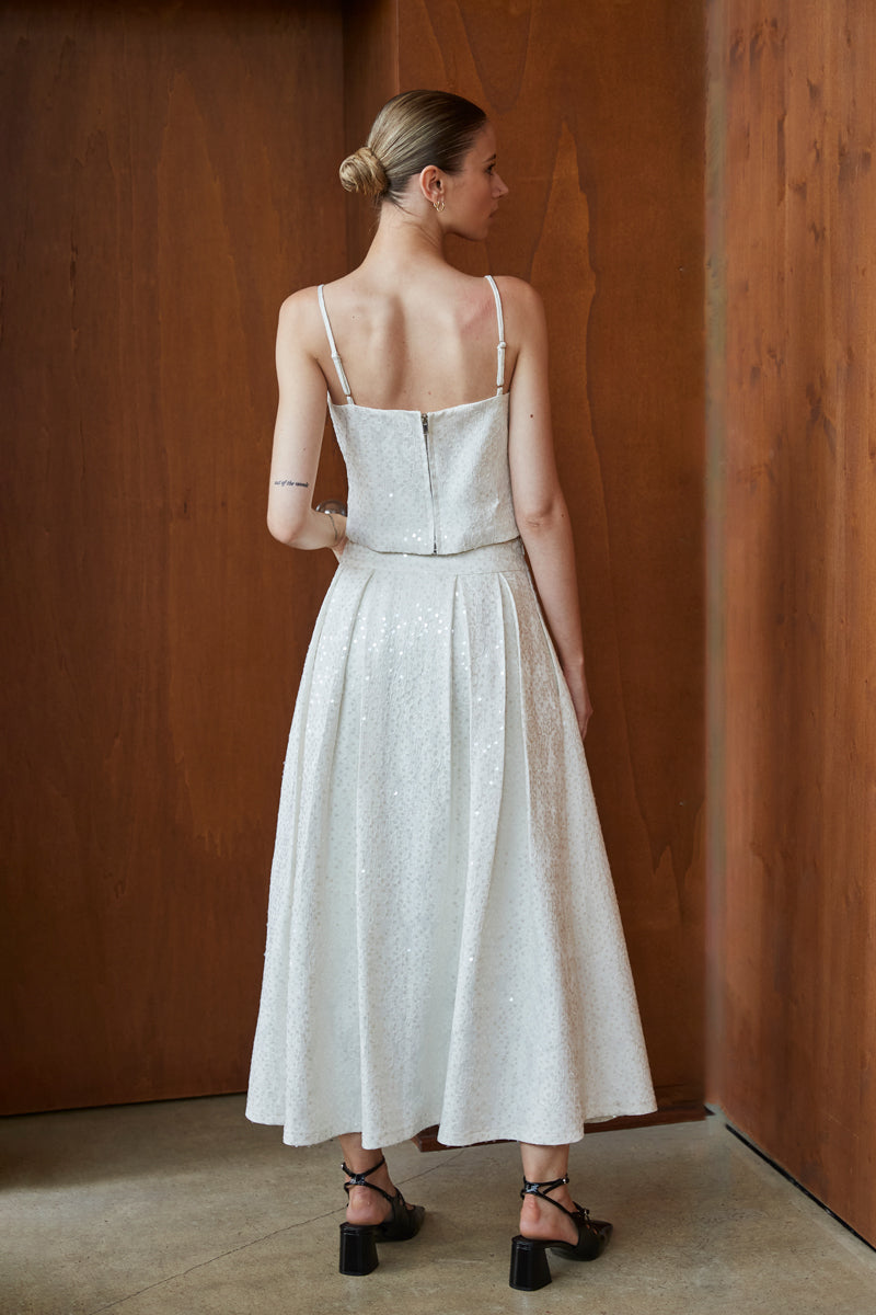 TIE-STRAP TOP WITH ALL-OVER BOW DETAIL