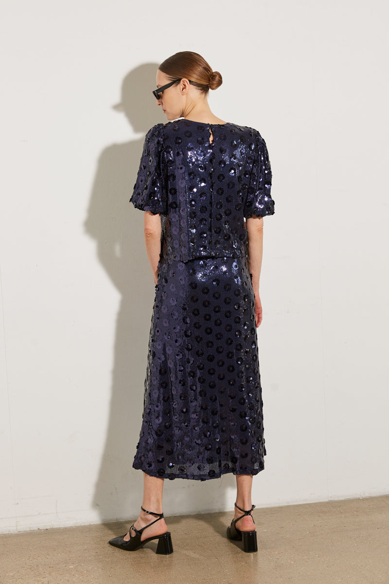 JUPE À SEQUINS FLEURIS