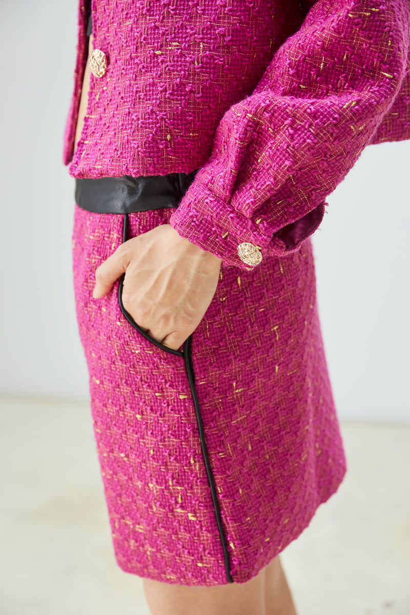 JUPE EN TWEED FUCHSIA