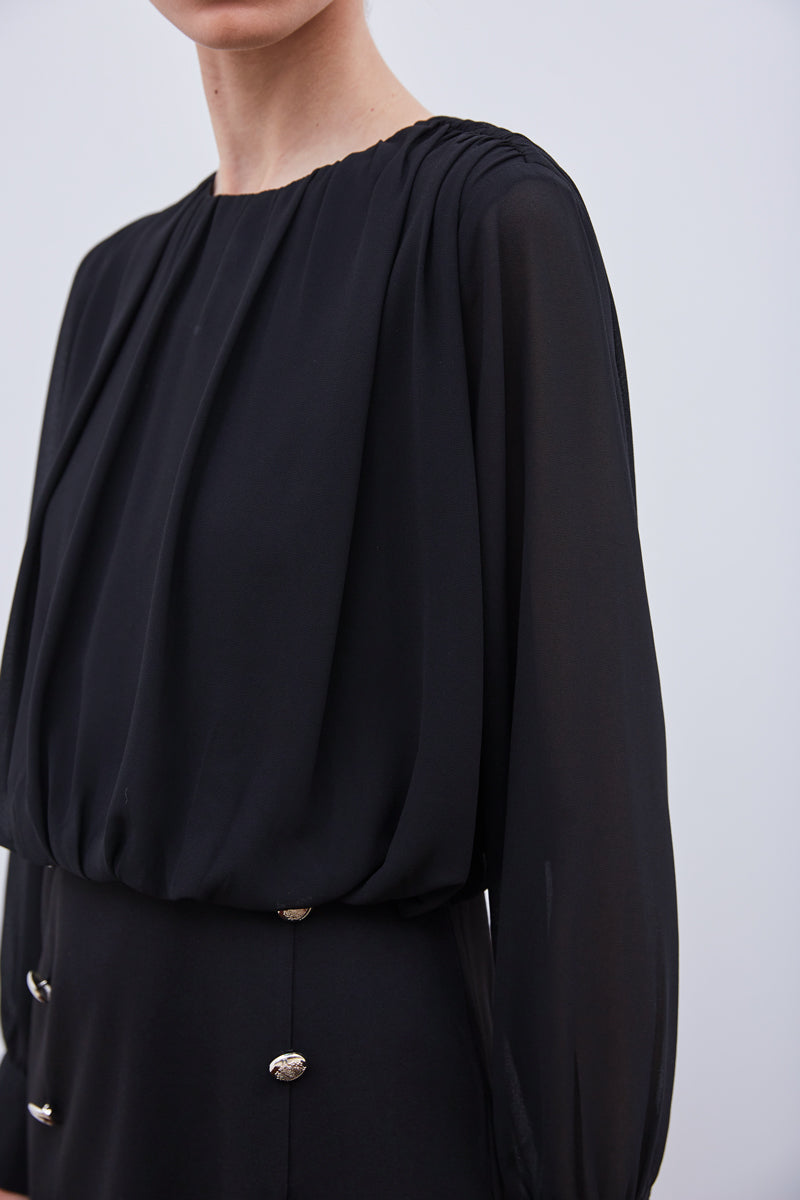 ROBE À BOUTONS NOIR