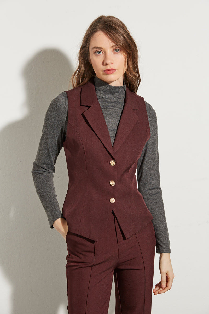 Satin Sleeveless Blazer