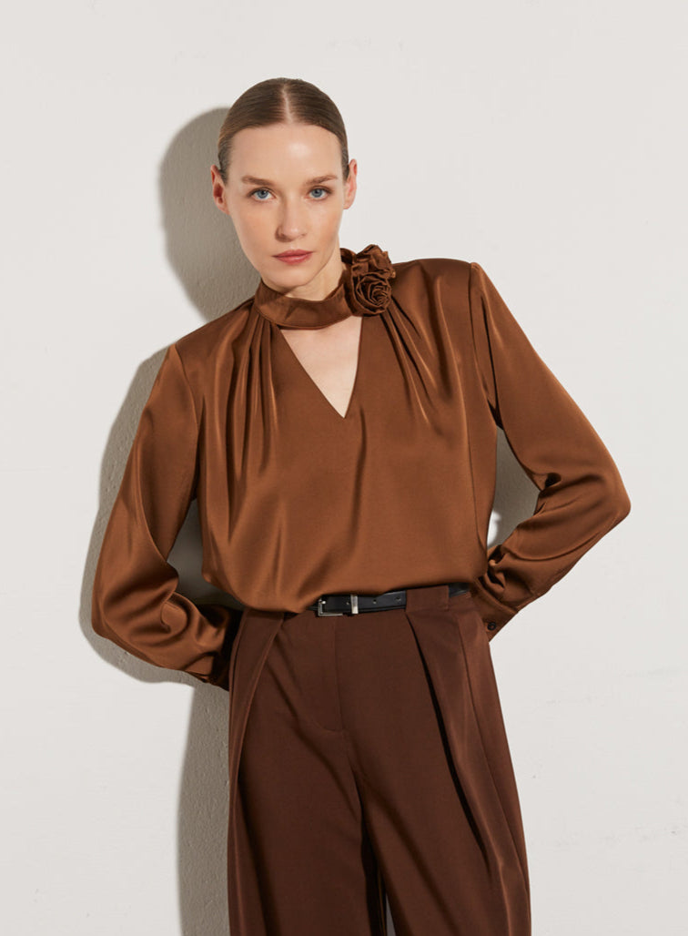 PANTALON MARRON À CEINTURE