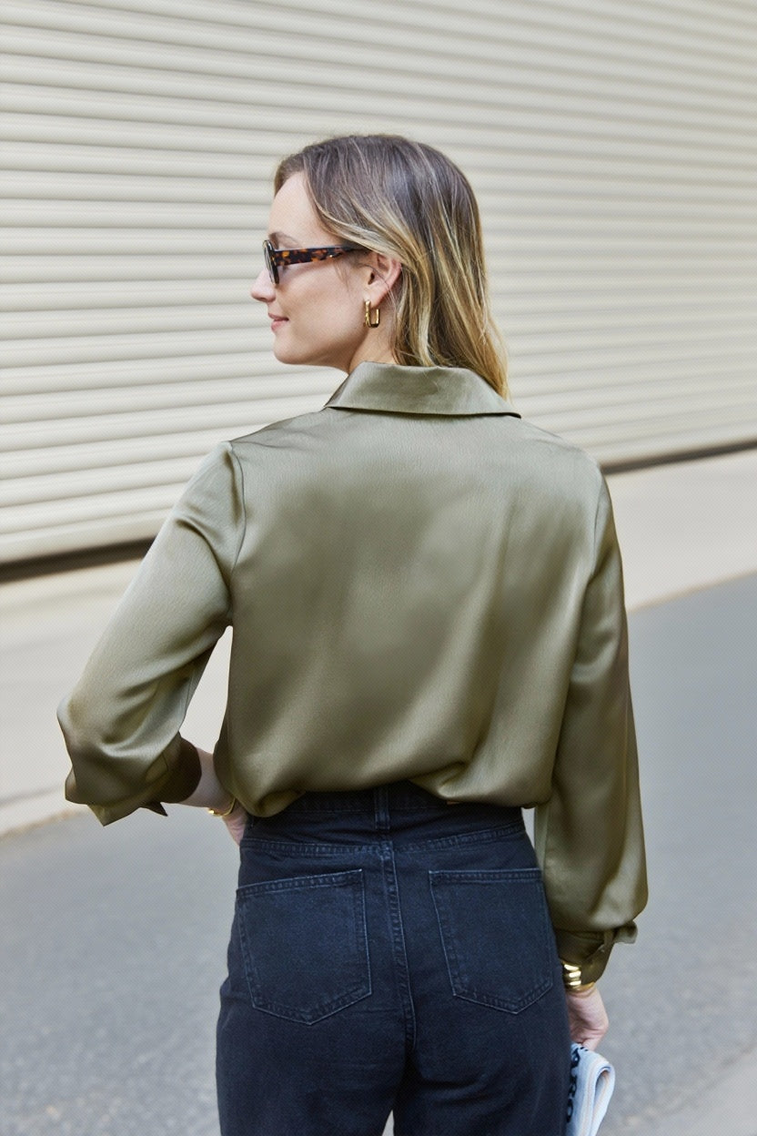 Khaki Satin Shirt