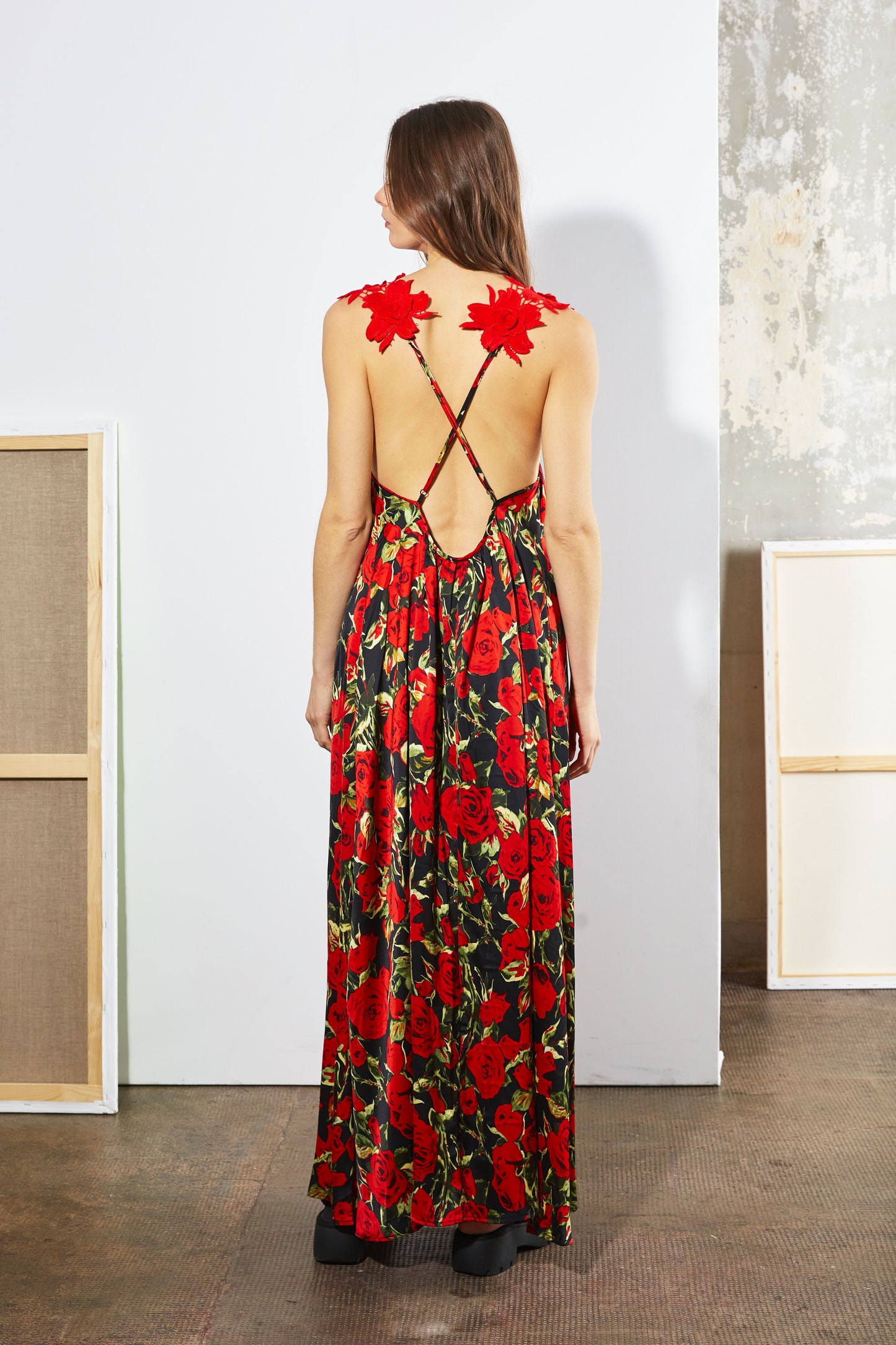 RED FLOWER DRESS