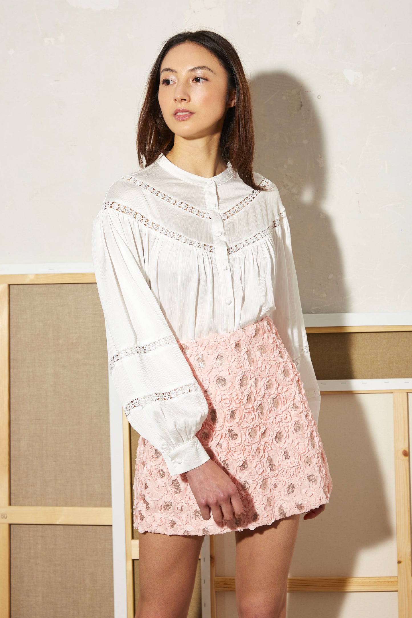 SEQUINED FLOWER SKIRT