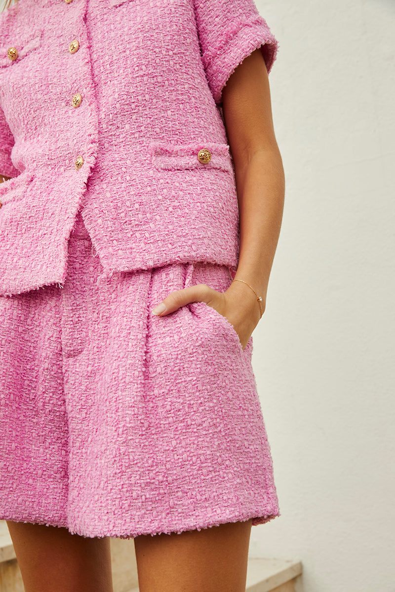 VESTE EN TWEED FUCHSIA