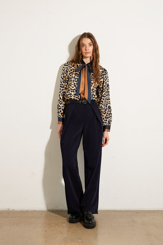 PANTALON À CEINTURE MARINE
