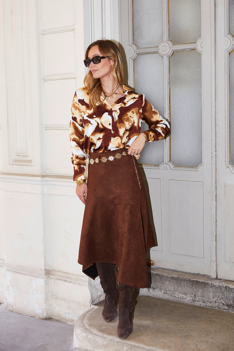 BROWN SUEDE SKIRT