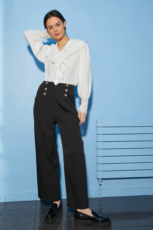 PANTALON TAILLEUR BOUTONS DORÉS