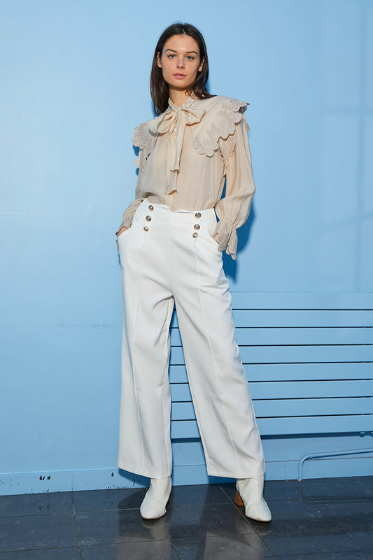 PANTALON TAILLEUR BOUTONS DORÉS