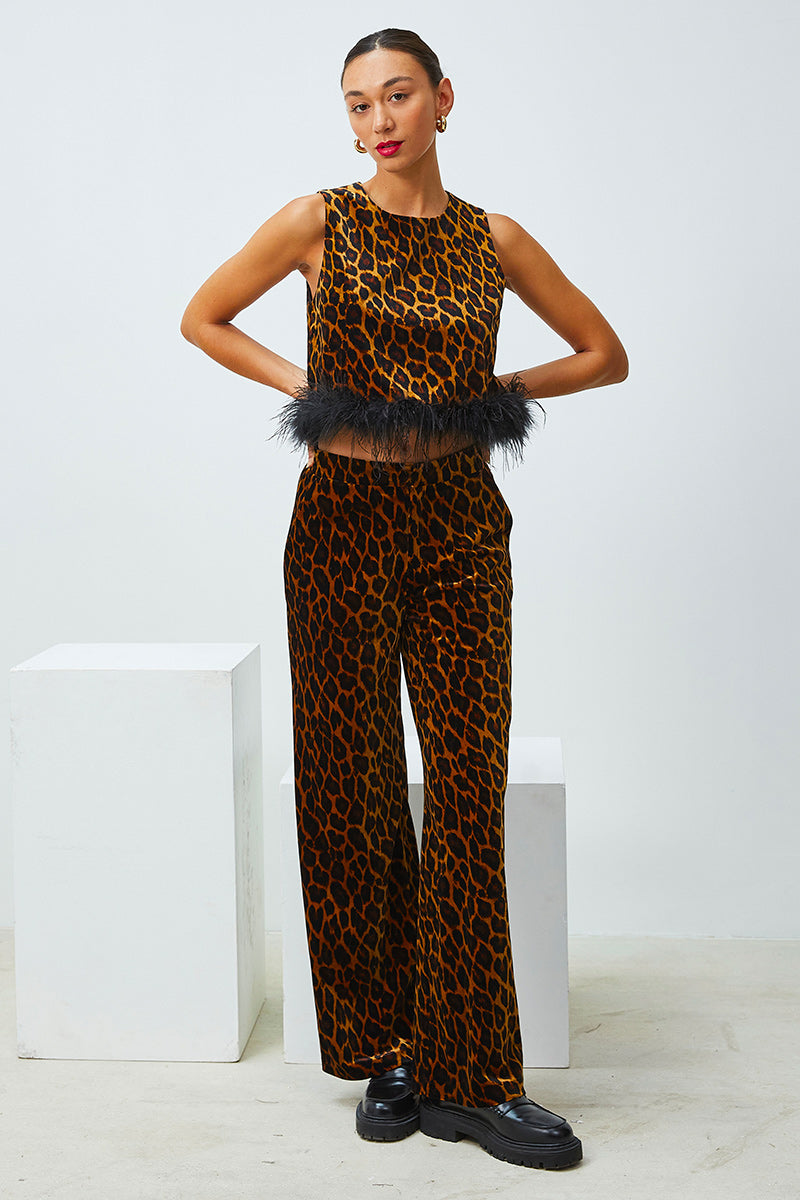 FEATHERED LEOPARD TOP