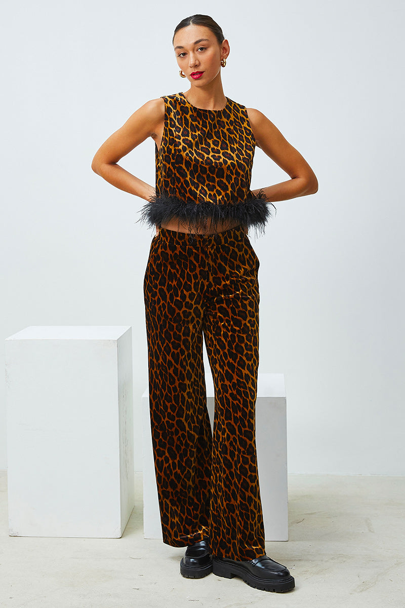 PANTALON LÉOPARD EN VELOURS