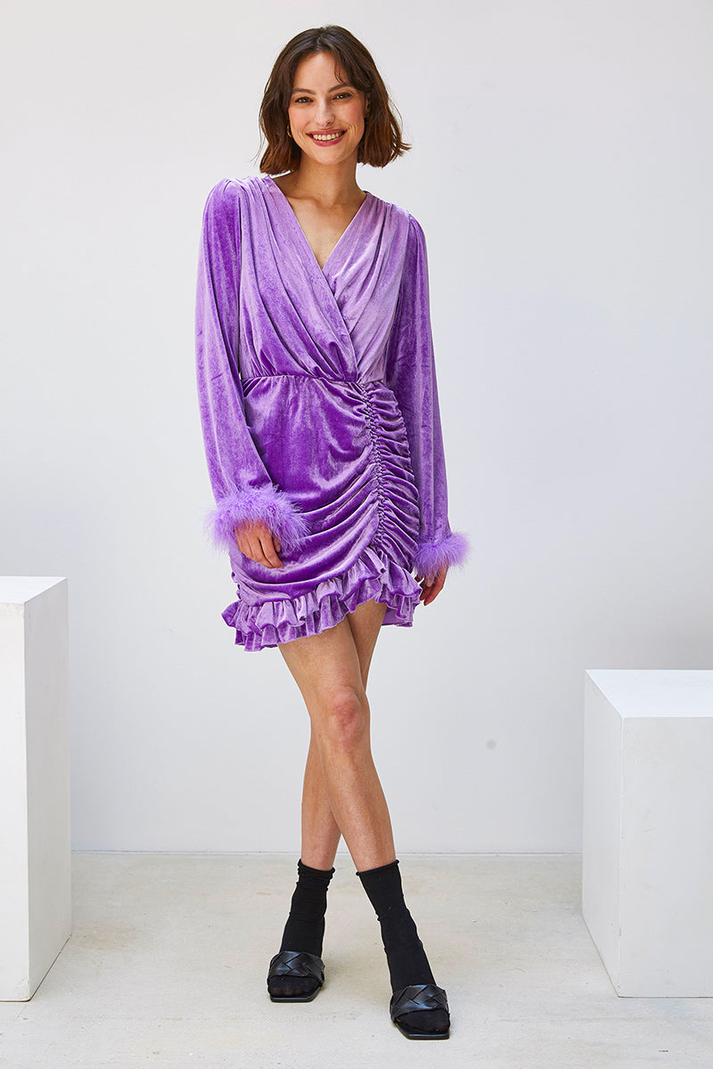 VELVET WRAP DRESS