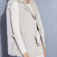 SLEEVELESS FAUX LEATHER JACKET WITH FUR