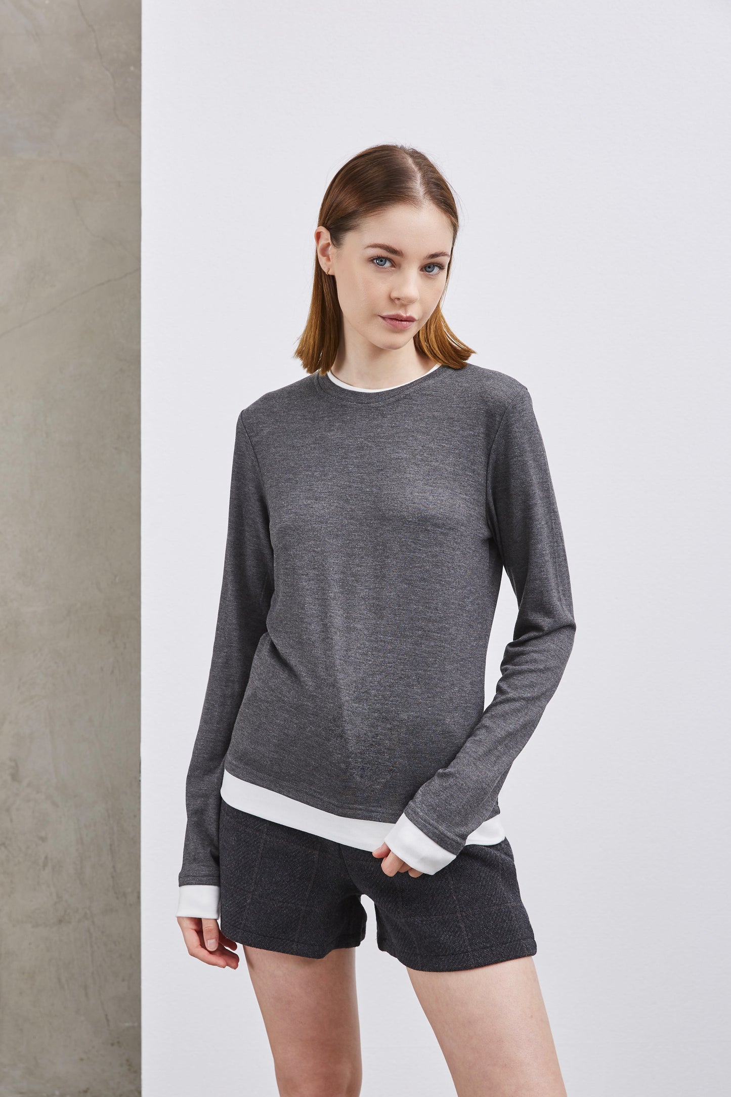 GREY DOUBLE COLLAR TOP 