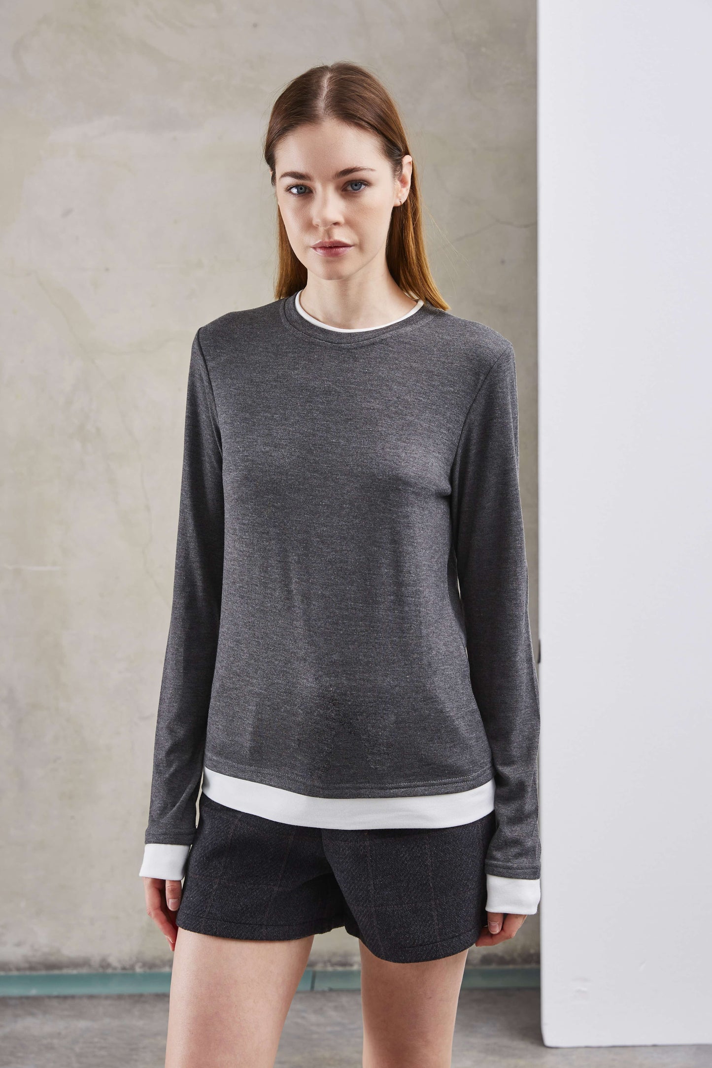GREY DOUBLE COLLAR TOP 
