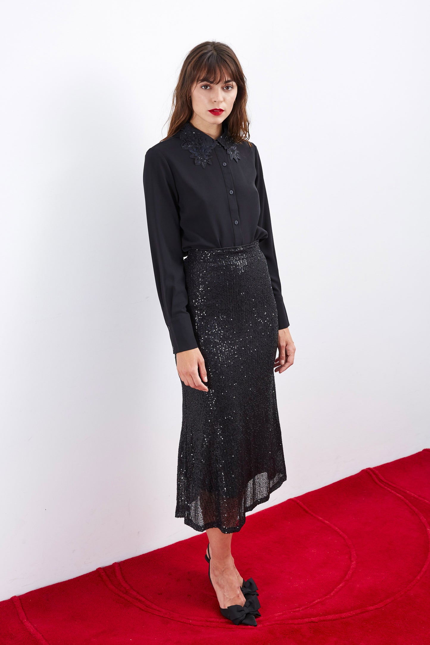BLACK SHIRT WITH SEQUINS