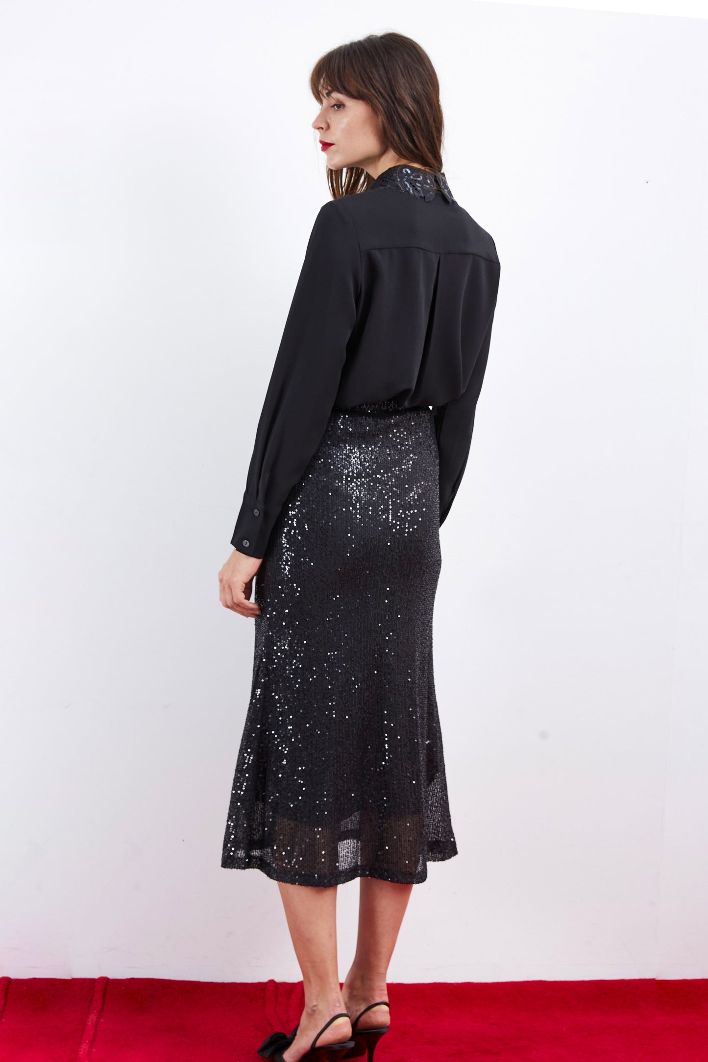 BLACK SHIRT WITH SEQUINS