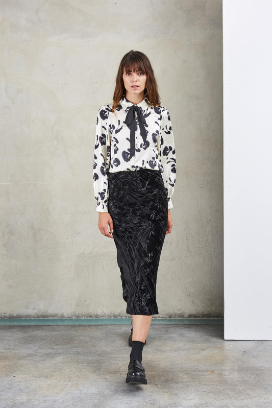 FLORAL PRINT SHIRT WITH BOW