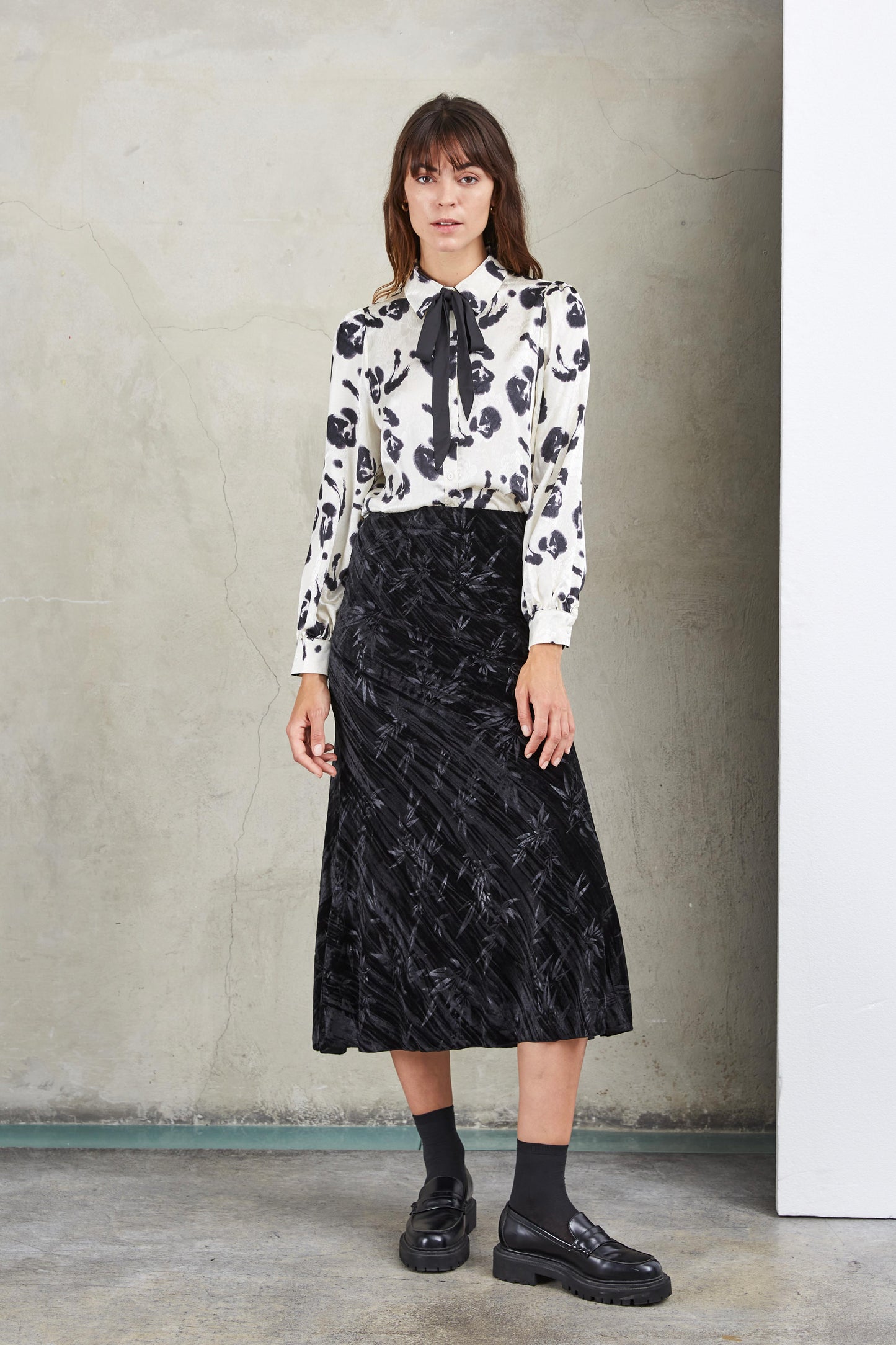FLORAL PRINT SHIRT WITH BOW