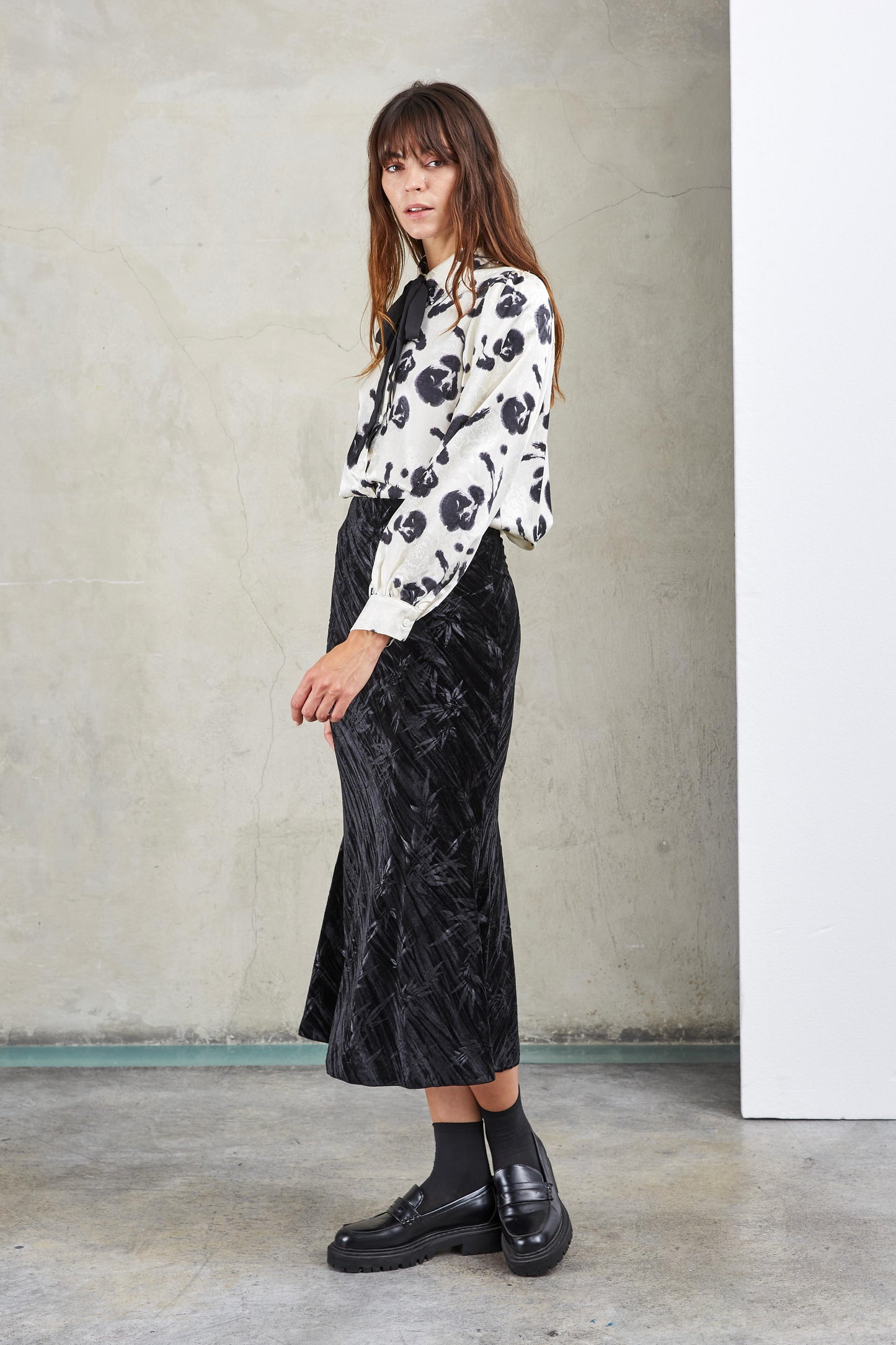 FLORAL PRINT SHIRT WITH BOW