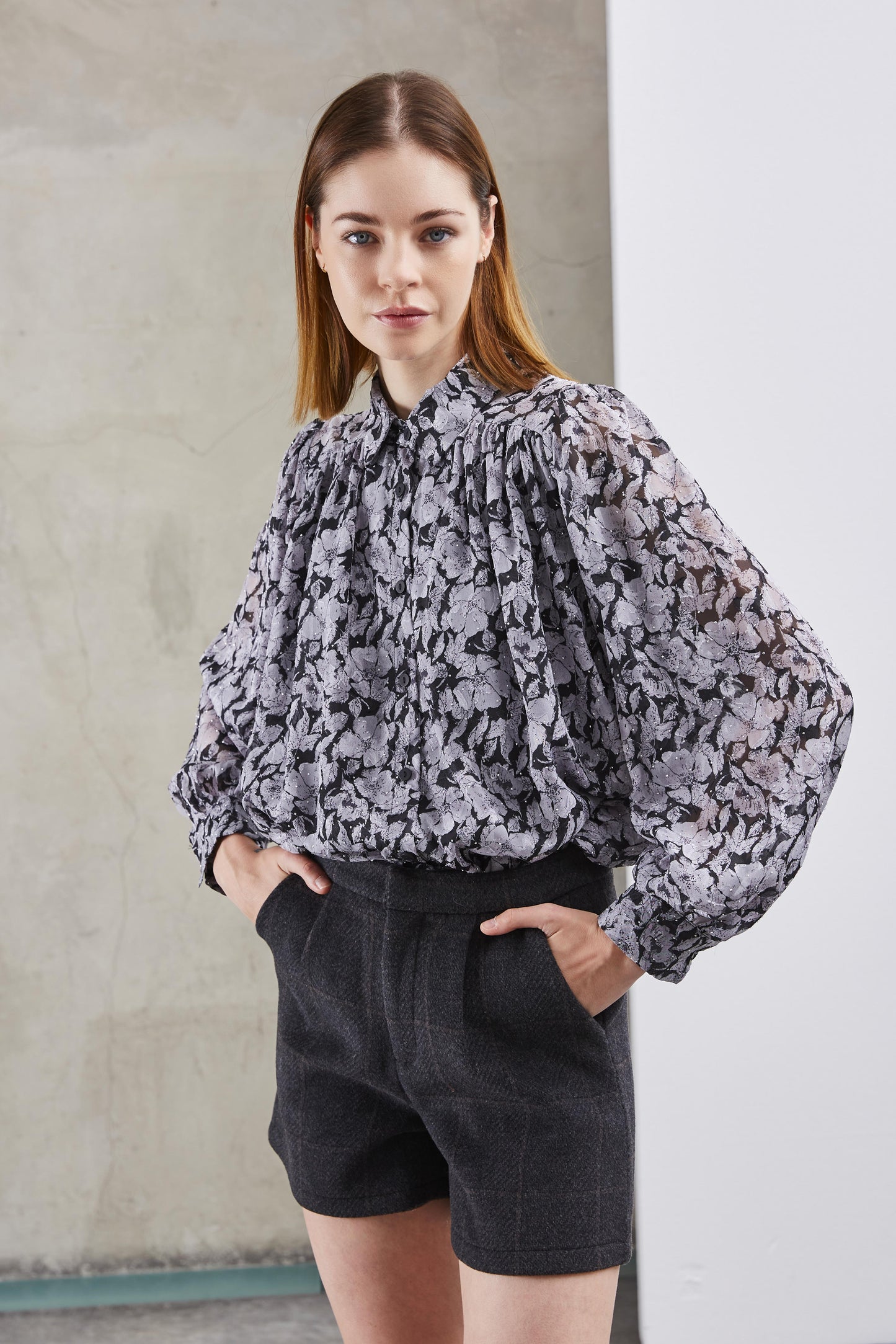 FLORAL SHIRT WITH SEQUINS