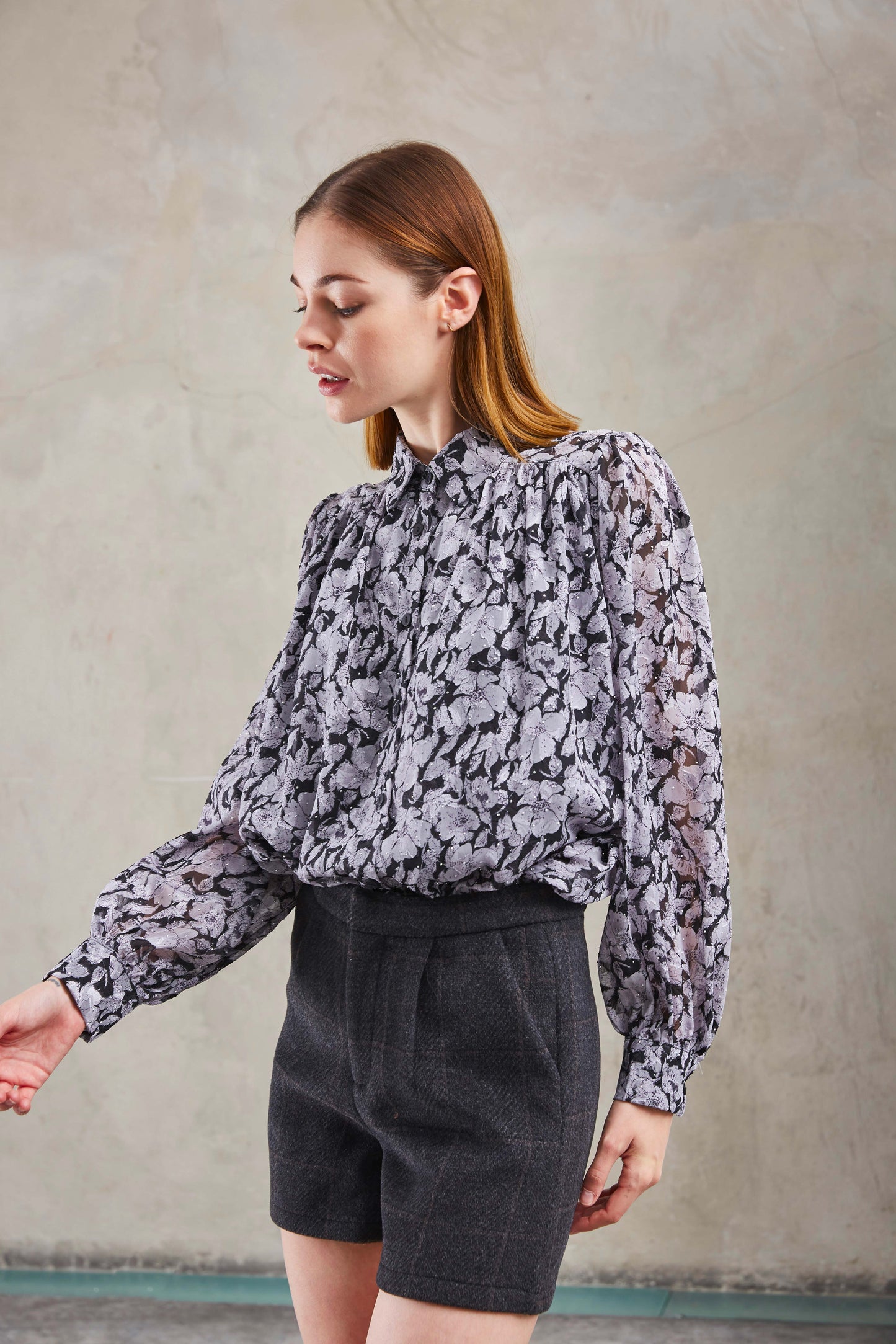 FLORAL SHIRT WITH SEQUINS