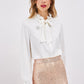 FLORAL COLLAR BLOUSE WITH SEQUINS