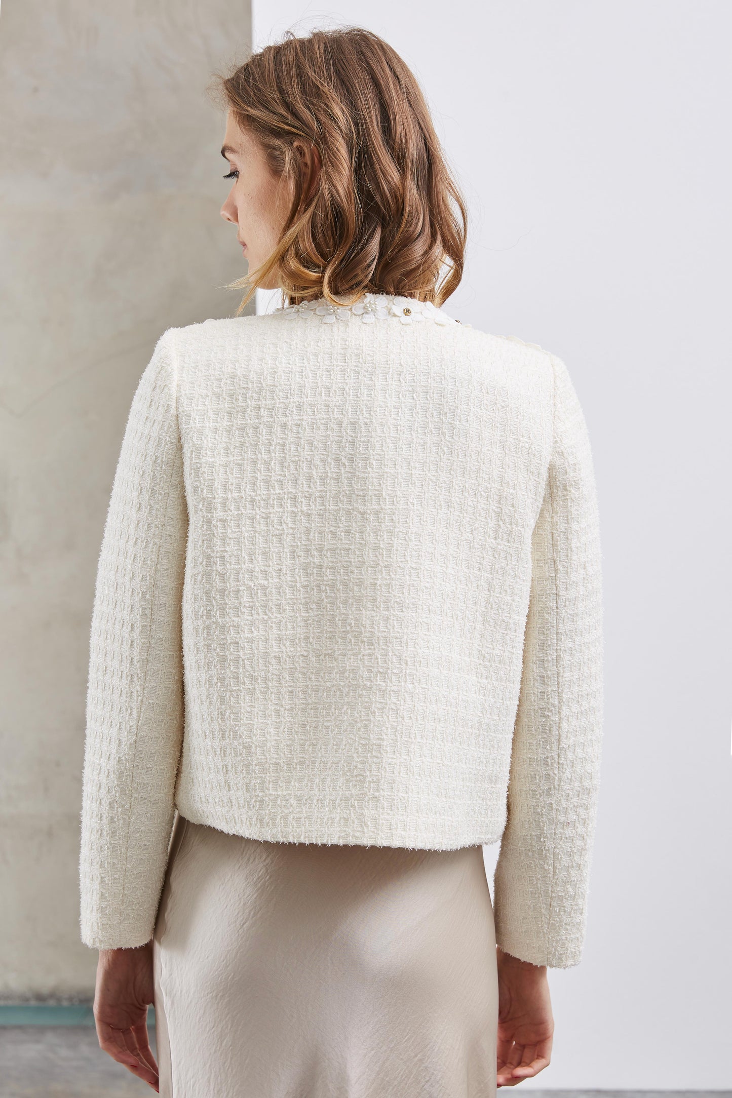 VESTE EN TWEED À PERLES