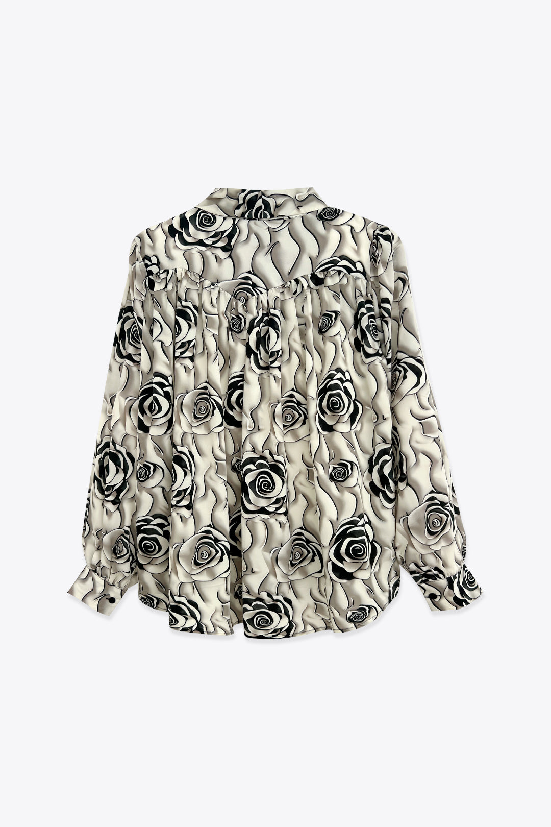 CHEMISE FLEURIE A COL LAVALLIERE NOIR