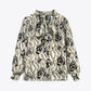 CHEMISE FLEURIE A COL LAVALLIERE NOIR