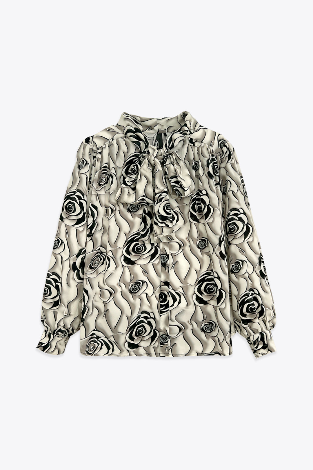 CHEMISE FLEURIE A COL LAVALLIERE NOIR