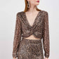 TOP SEQUINS LEOPARD À MANCHES LONGUES