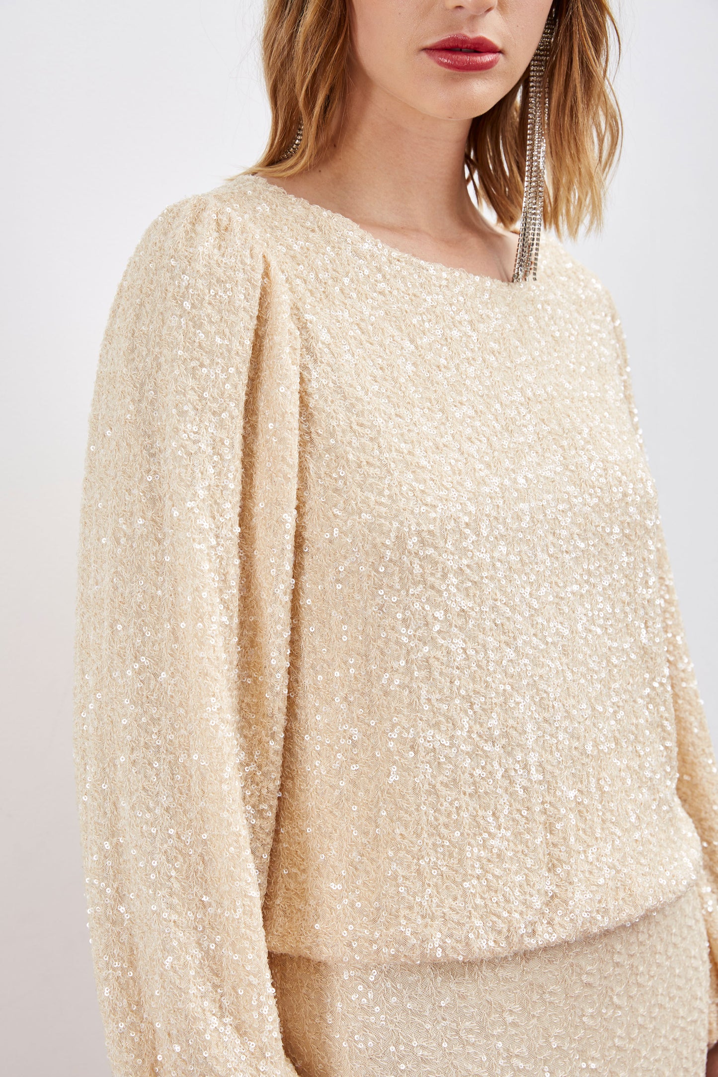 BEIGE SEQUIN TOP