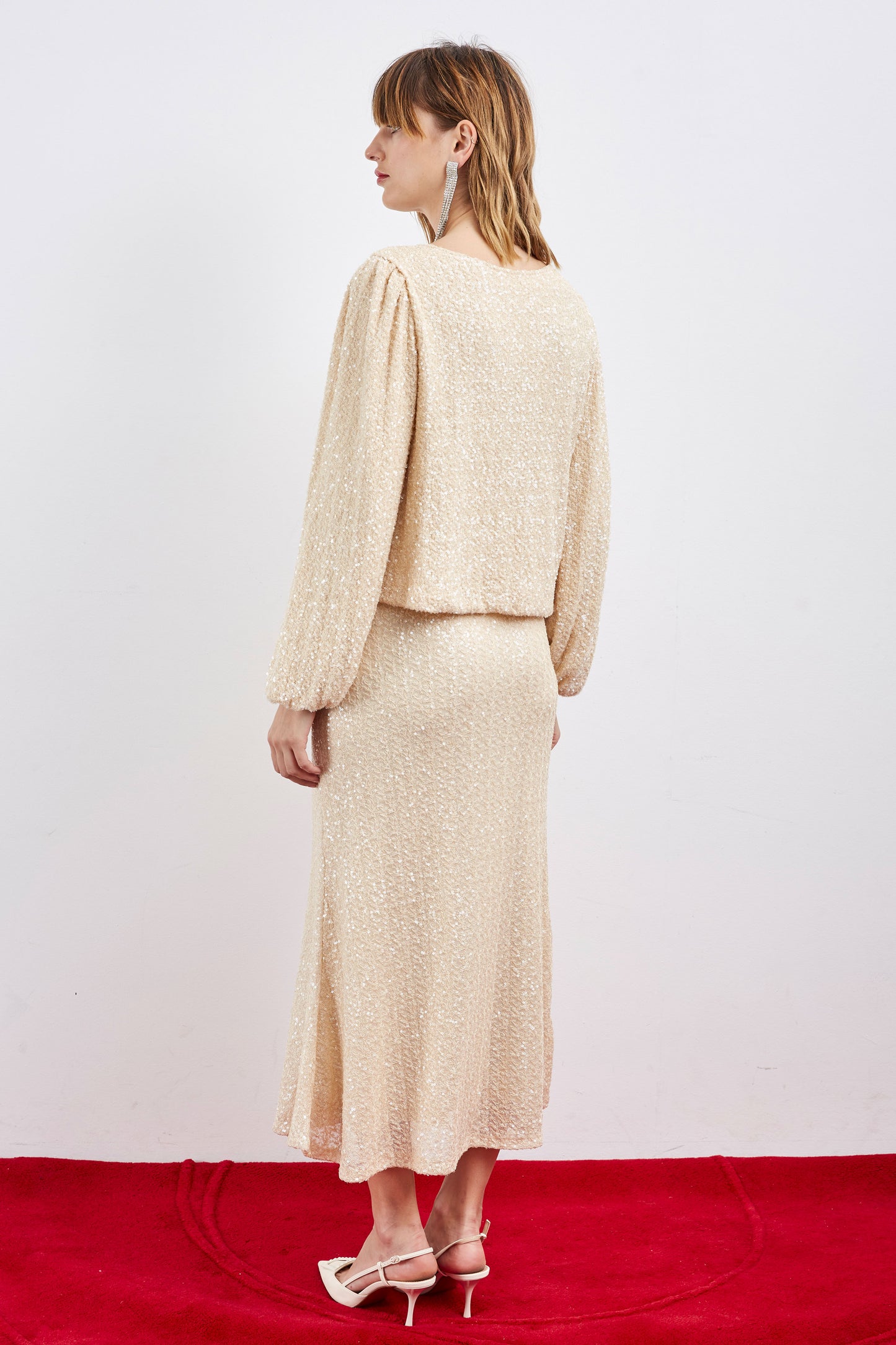 BEIGE SEQUIN TOP