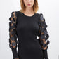 KNIT DRESS WITH PATTERNED SLEEVES