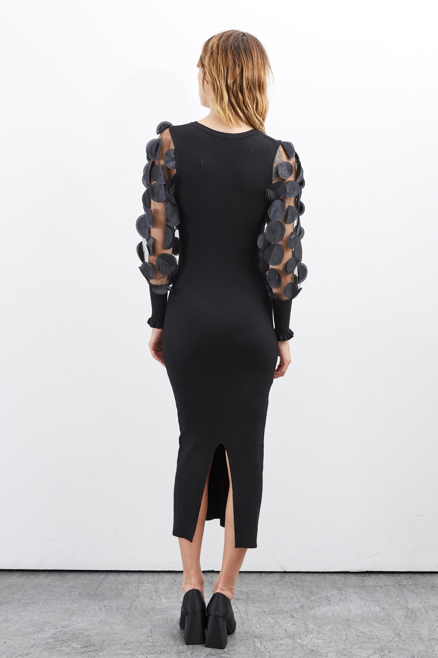 KNIT DRESS WITH PATTERNED SLEEVES