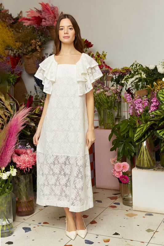 LACE RUFFLED DRESS