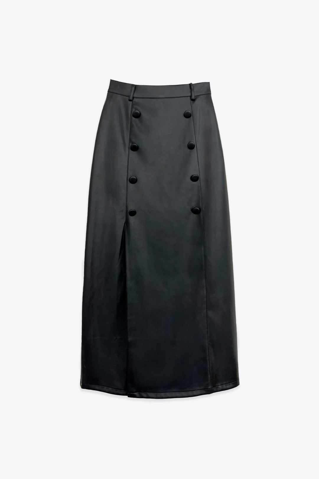 JUPE EN SIMILI CUIR A BOUTONS